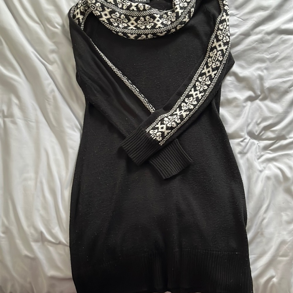Cowlneck, Long Sleeve Sweater Dress - Medium
